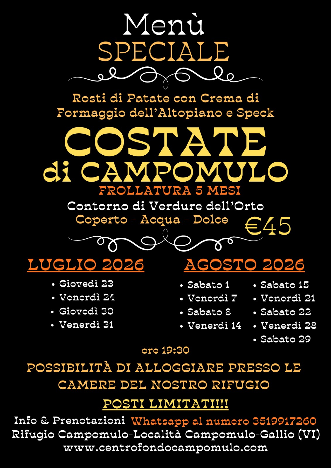 appuntamenti con le costate di campomulo luglio e 