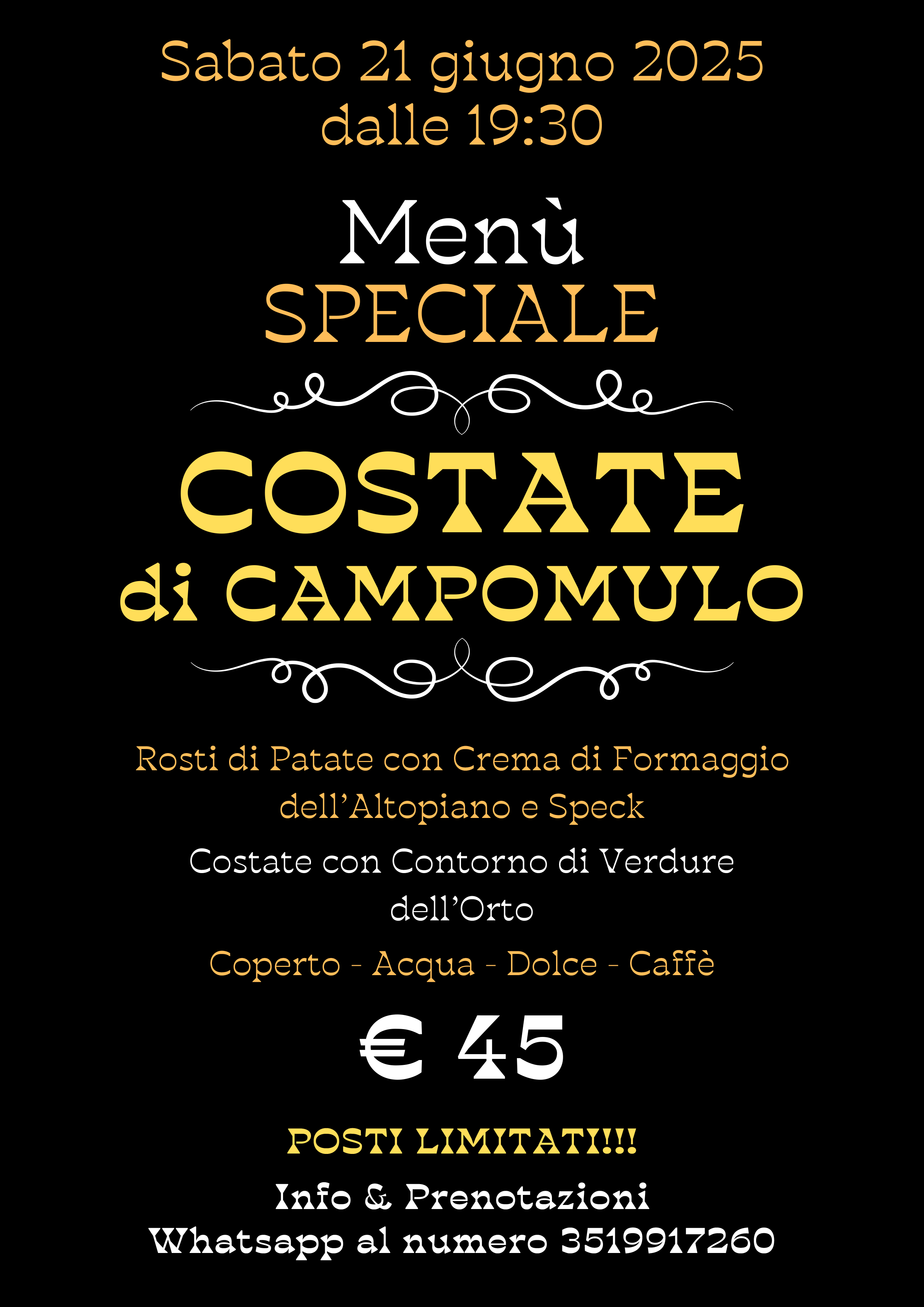 cena le costate di campomulo 21 giugno 2025 w