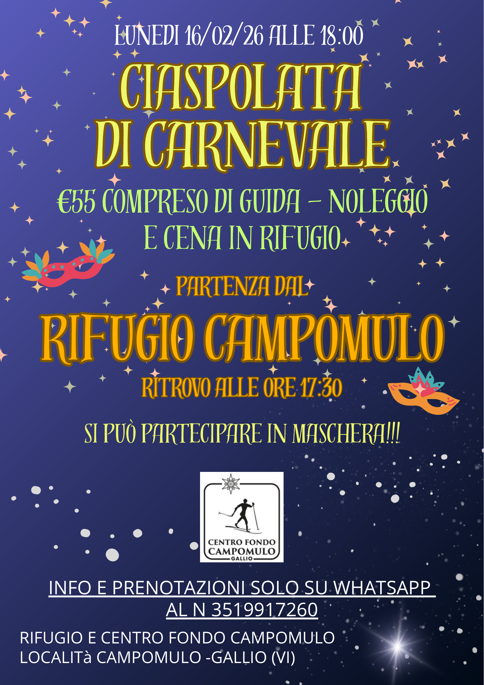 ciaspolata di carnevale a campomulo 16 febbraio 20