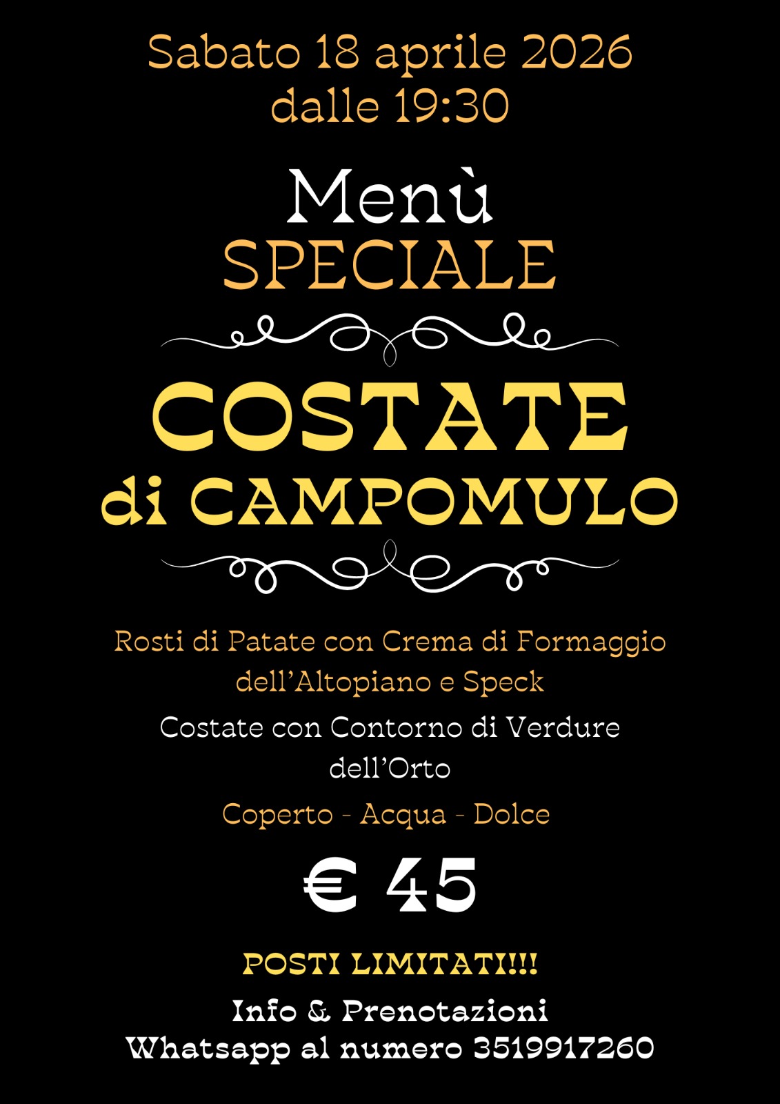 cena in rifugio con le costate di campomulo 18 apr