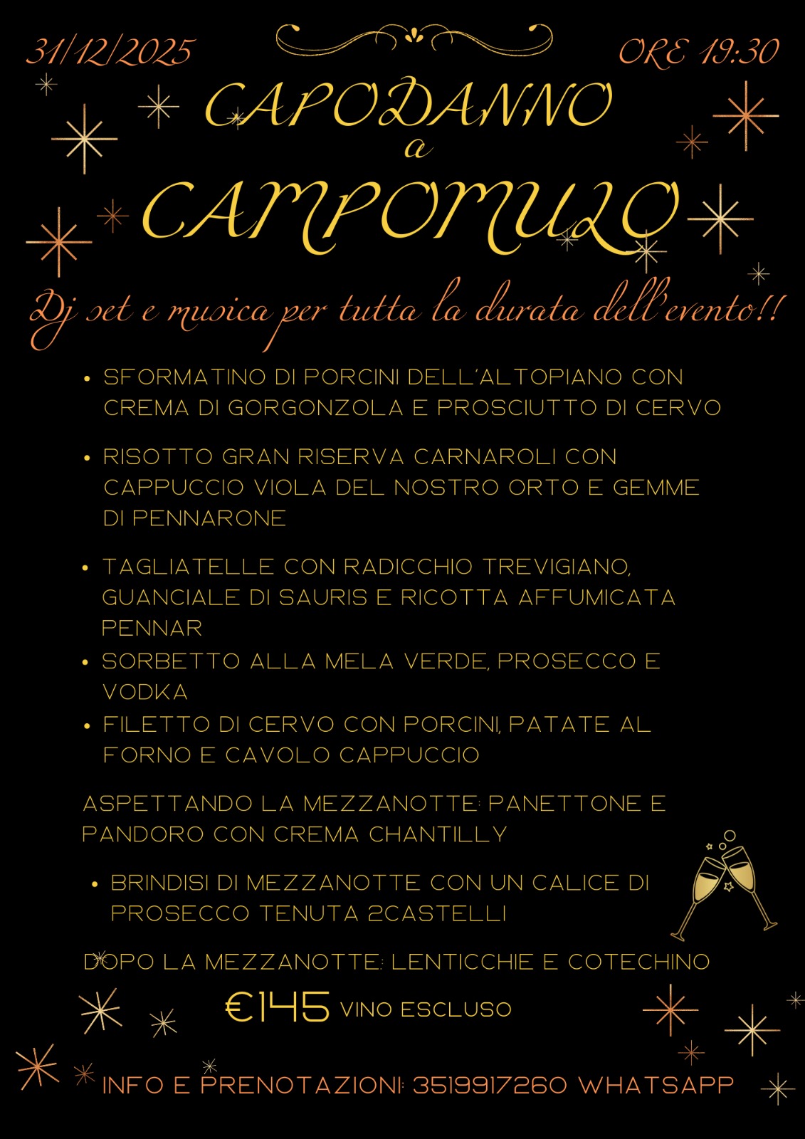 cenone di san silvestro 2025 capodanno 2026 al rif